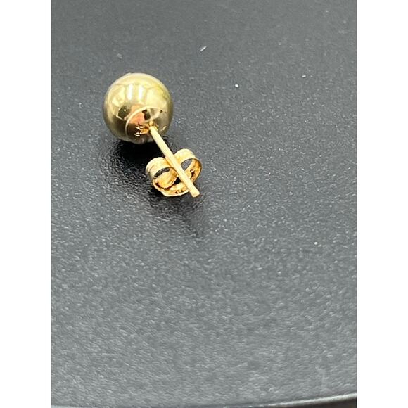 Designer Signed 14k Yellow Gold 5.5mm Ball Stud Earrings .40 grams - Picture 8 of 12